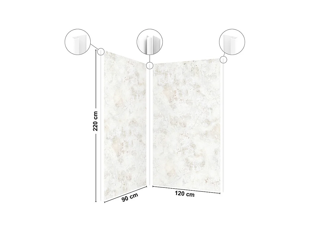 Lot de 2 panneaux de douche en aluminium (90x220 & 120x220 cm) + profilés blanc - New Trashwall - Marron