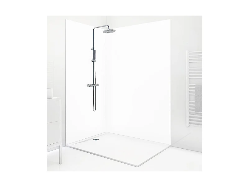Lot de 2 panneaux de douche en aluminium (90x220 & 120x220 cm) + profilés blanc - Essentiel - Blanc