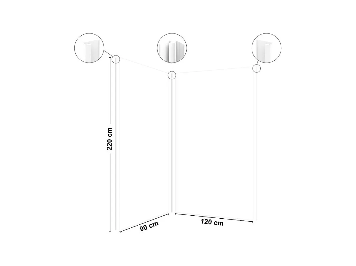 Lot de 2 panneaux de douche en aluminium (90x220 & 120x220 cm) + profilés blanc - Essentiel - Blanc