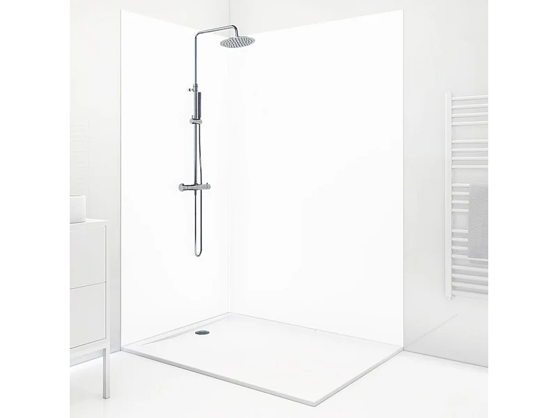 Lot de 2 panneaux de douche en aluminium (90x220 & 120x220 cm) + profilés blanc - Essentiel - Blanc