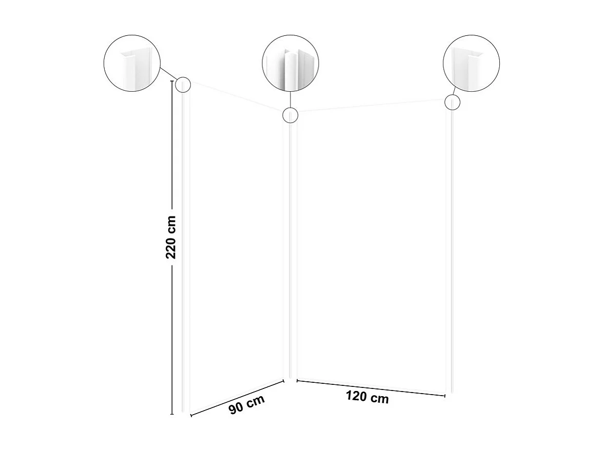 Lot de 2 panneaux de douche en aluminium (90x220 & 120x220 cm) + profilés blanc - Essentiel - Blanc