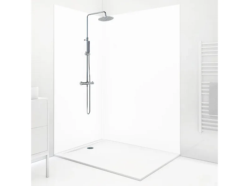 Lot de 2 panneaux de douche en aluminium (90x220 & 120x220 cm) + profilés blanc - Essentiel - Blanc