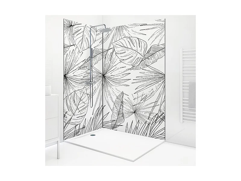 Lot de 2 panneaux de douche en aluminium (90x220 & 120x220 cm) + profilés noir - Lamnar - Noir
