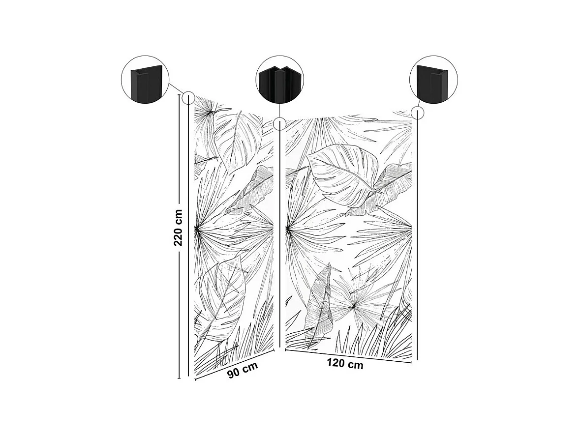 Lot de 2 panneaux de douche en aluminium (90x220 & 120x220 cm) + profilés noir - Lamnar - Noir