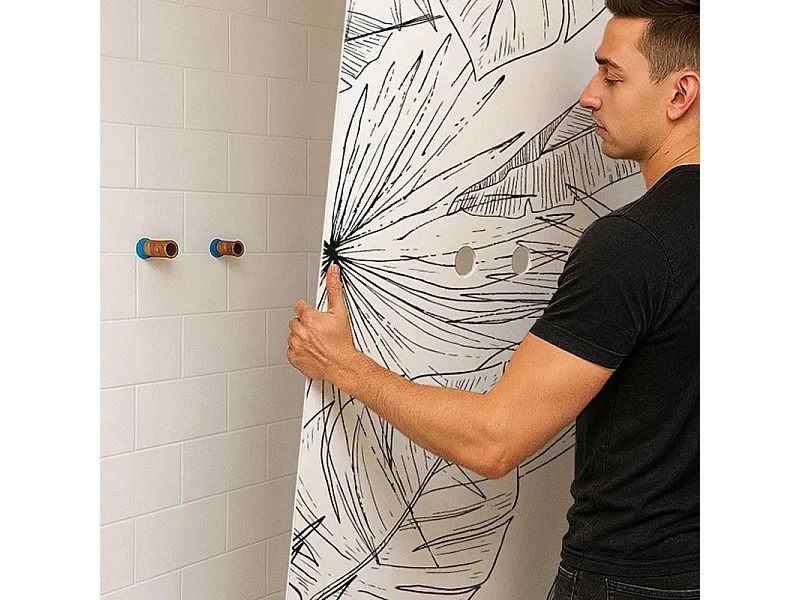 Lot de 2 panneaux de douche en aluminium (90x220 & 120x220 cm) + profilés noir - Lamnar - Noir