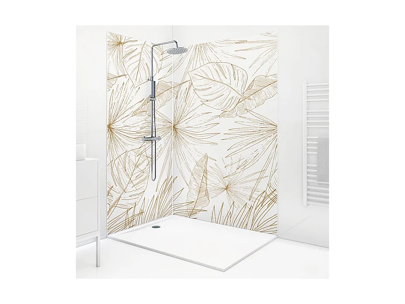Lot de 2 panneaux de douche en aluminium (90x220 & 120x220 cm) + profilés blanc - Lamnar - Noir