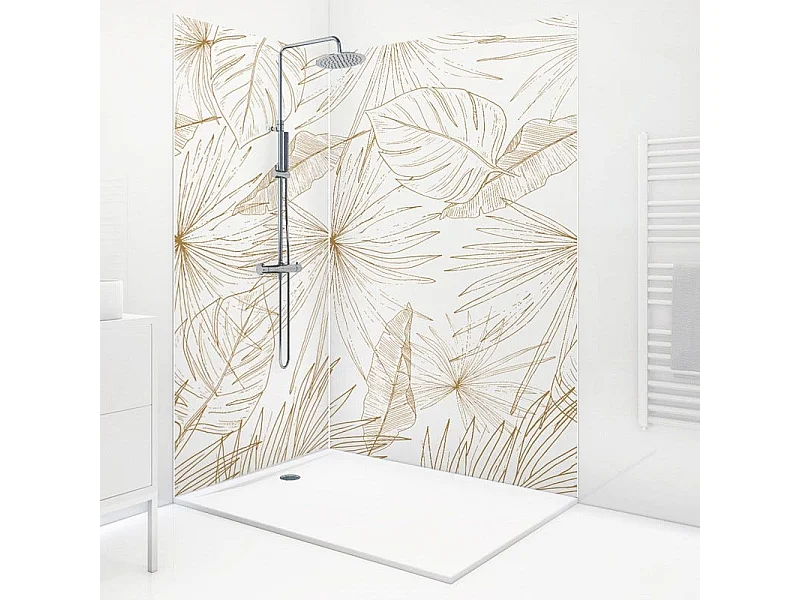 Lot de 2 panneaux de douche en aluminium (90x220 & 120x220 cm) + profilés blanc - Lamnar Kola
