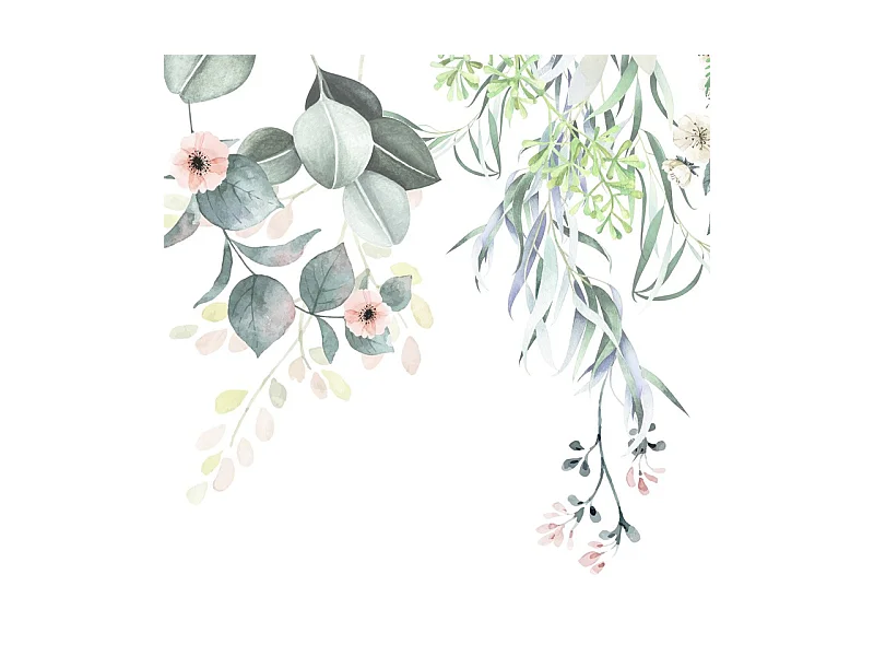 Lot de 2 panneaux de douche en aluminium (90x220 & 120x220 cm) + profilés blanc - Flowers in Rain - Multicolore