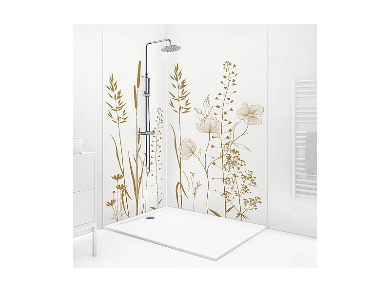 Lot de 2 panneaux de douche en aluminium (90x220 & 120x220 cm) + profilés blanc - Vegetalist - Vert