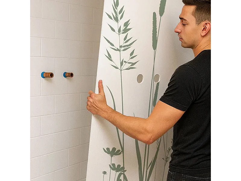 Lot de 2 panneaux de douche en aluminium (90x220 & 120x220 cm) + profilés blanc - Vegetalist - Vert