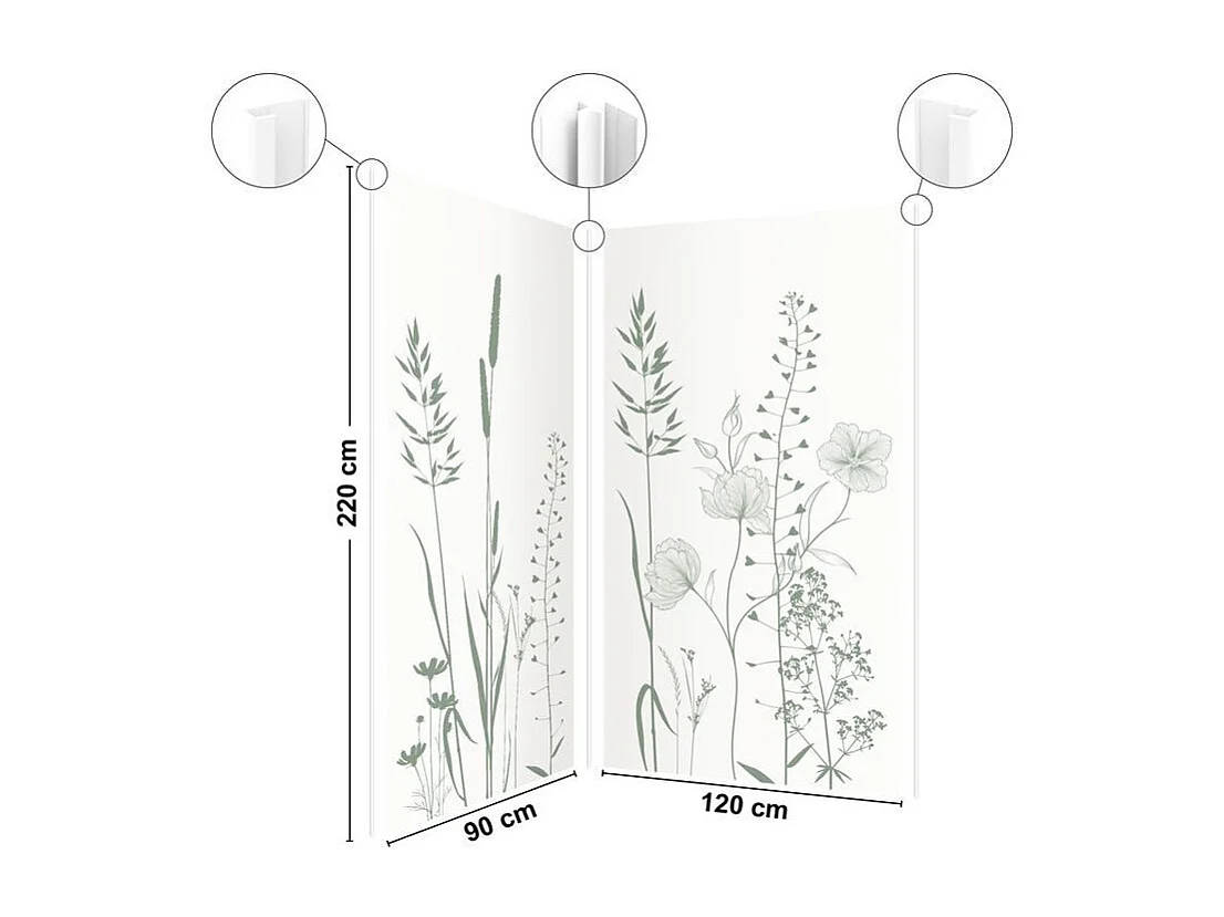Lot de 2 panneaux de douche en aluminium (90x220 & 120x220 cm) + profilés blanc - Vegetalist - Vert