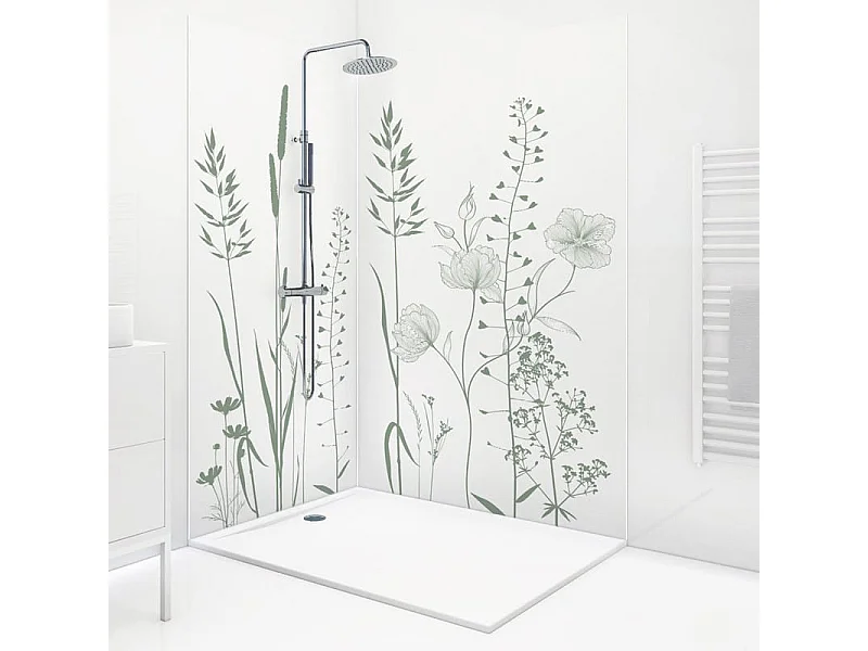 Lot de 2 panneaux de douche en aluminium (90x220 & 120x220 cm) + profilés blanc - Vegetalist - Vert