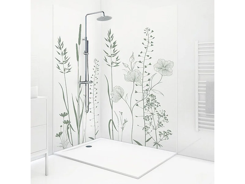 Lot de 2 panneaux de douche en aluminium (90x220 & 120x220 cm) + profilés blanc - Vegetalist - Vert