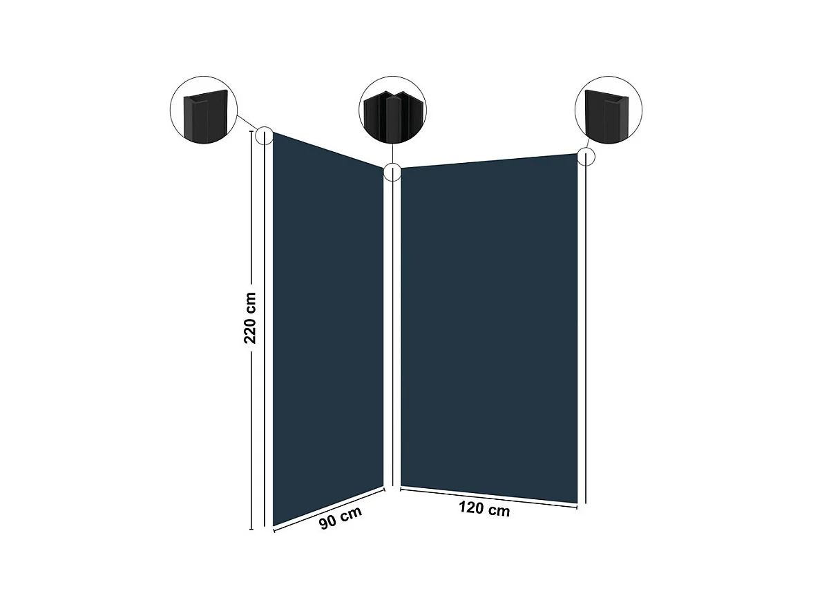 Pack 2 panneaux de douche en aluminium Bleu Nuit + 3 profilés Noirs - 99deco - 1 panneau de 90x220 cm et 1 panneau de 120x220 cm