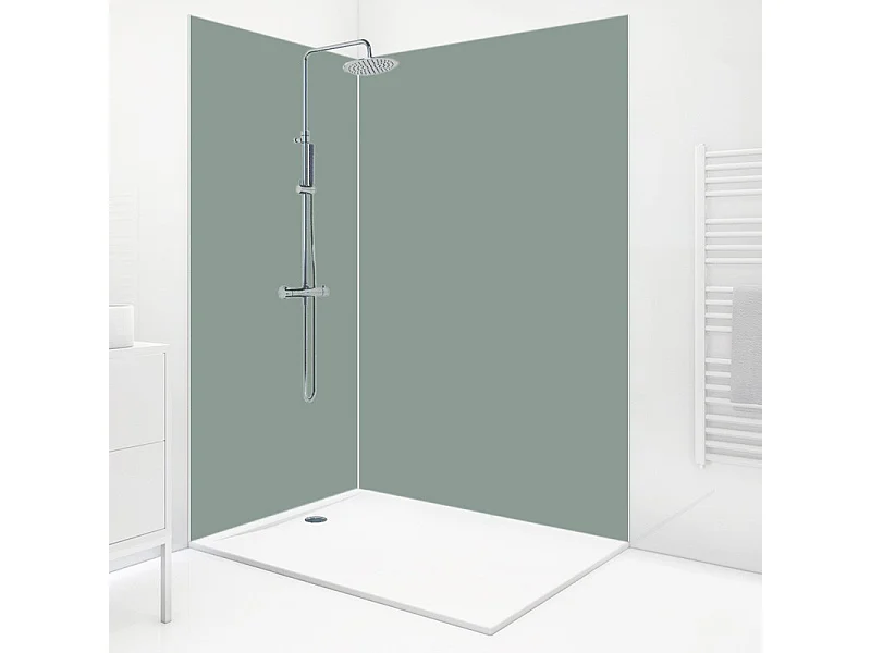 Pack 2 panneaux de douche en aluminium Vert d'Eau + 3 profilés Blancs - 99deco - 1 panneau de 90x220 cm et 1 panneau de 120x220 cm