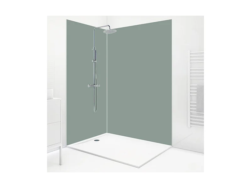 Pack 2 panneaux de douche en aluminium Vert d'Eau + 3 profilés Blancs - 99deco - 1 panneau de 90x220 cm et 1 panneau de 120x220 cm