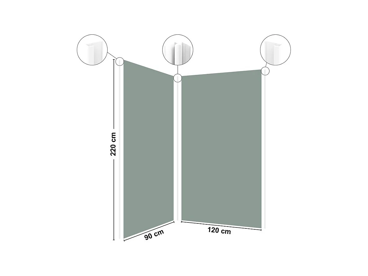 Pack 2 panneaux de douche en aluminium Vert d'Eau + 3 profilés Blancs - 99deco - 1 panneau de 90x220 cm et 1 panneau de 120x220 cm