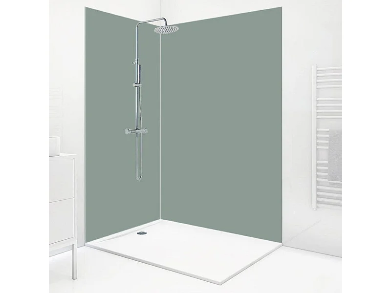 Lot de 2 panneaux de douche en aluminium Vert d'Eau + 3 profilés Blancs - 99deco - 1 panneau de 90x220 cm et 1 panneau de 120x220 cm