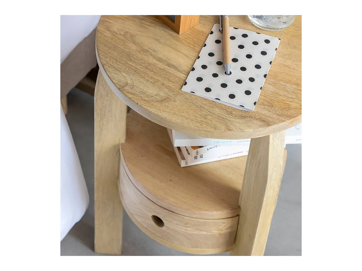 Mesita de noche de madera de mango Juliet