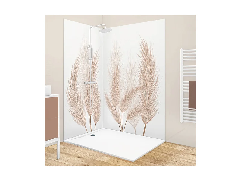 Lot de 2 panneaux de douche en aluminium (90x220 & 120x220 cm) + profilés blanc - Pampa - Marron