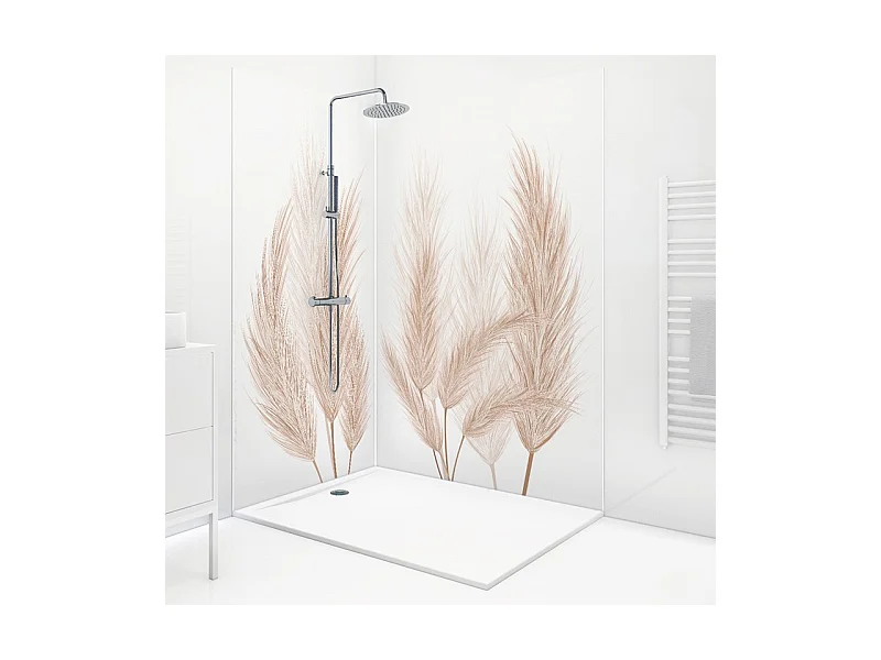 Lot de 2 panneaux de douche en aluminium (90x220 & 120x220 cm) + profilés blanc - Pampa - Marron