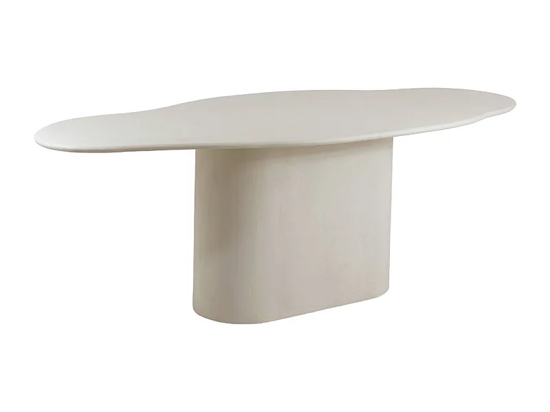 Table à manger nuage en bois effet béton blanc Thomas