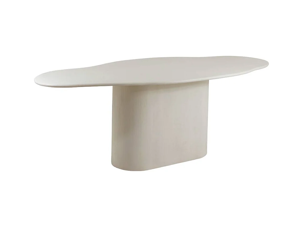 Table à manger nuage en bois effet béton blanc Thomas