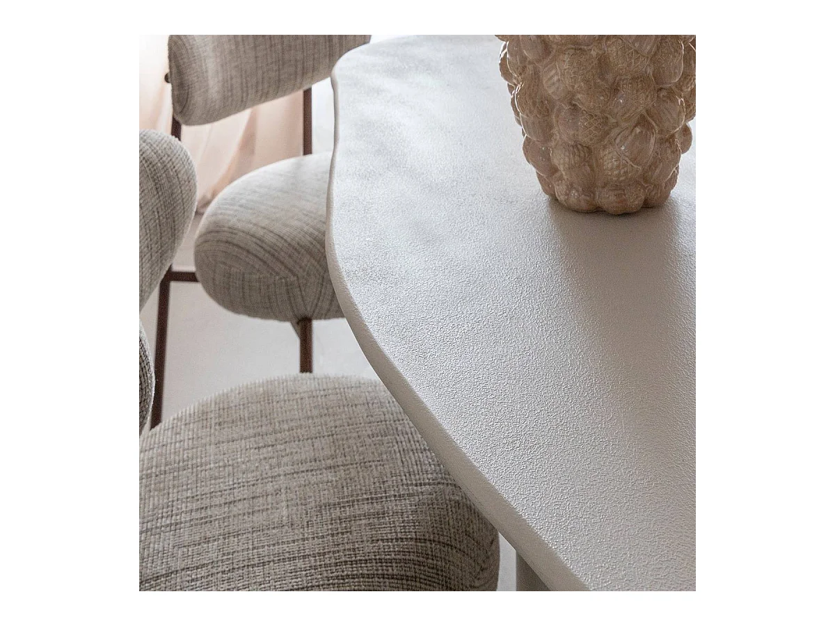 Table à manger nuage en bois effet béton blanc Thomas