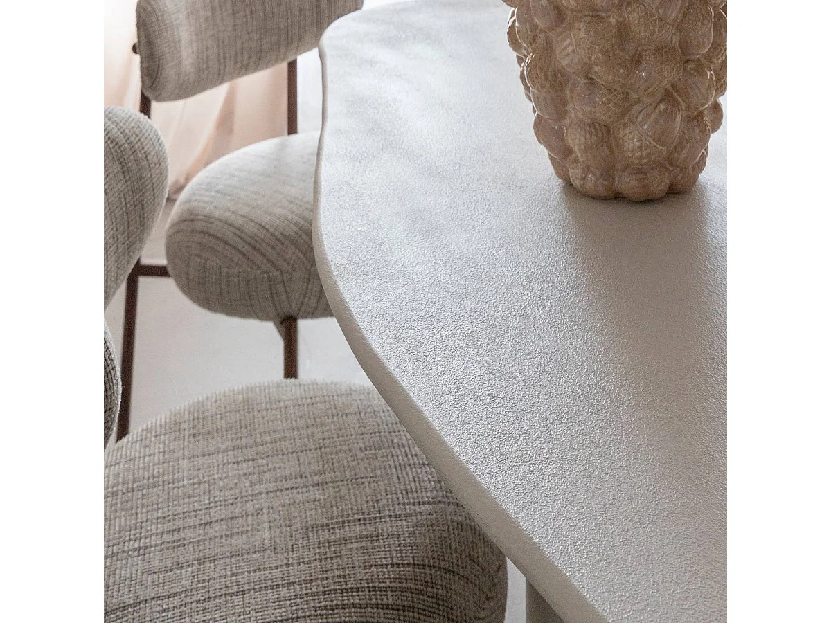 Table à manger nuage en bois effet béton blanc Thomas