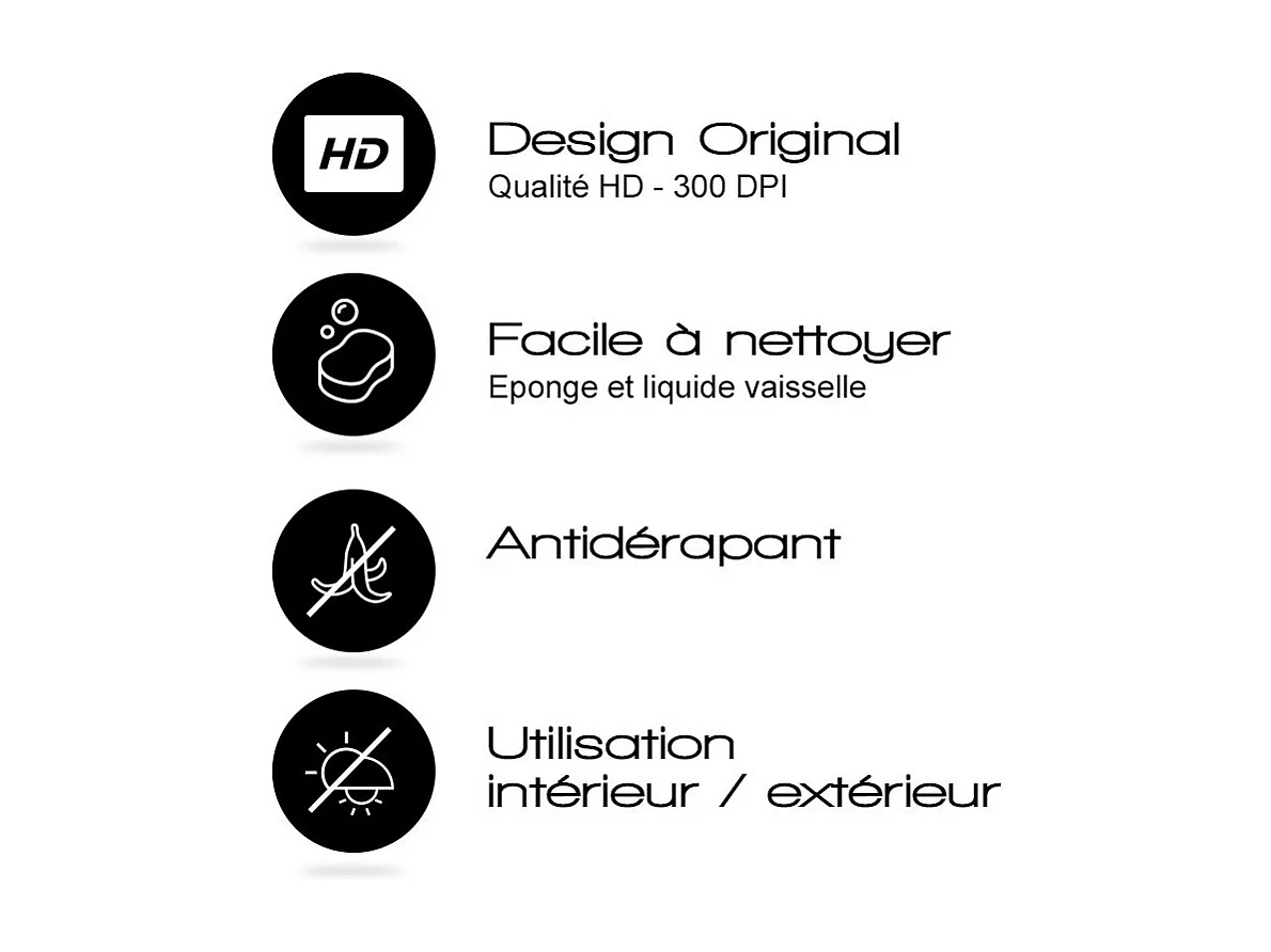 Tapis antidérapant - Pop - vinyle - int./ext. - Noir - 50x120cm