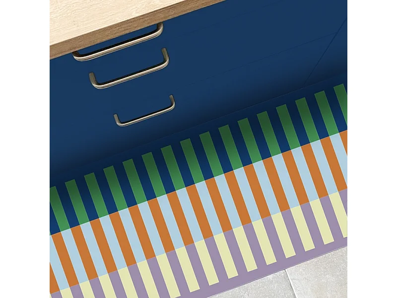 Tapis antidérapant - Rythmo - vinyle - int./ext. - Bleu - 120x200cm