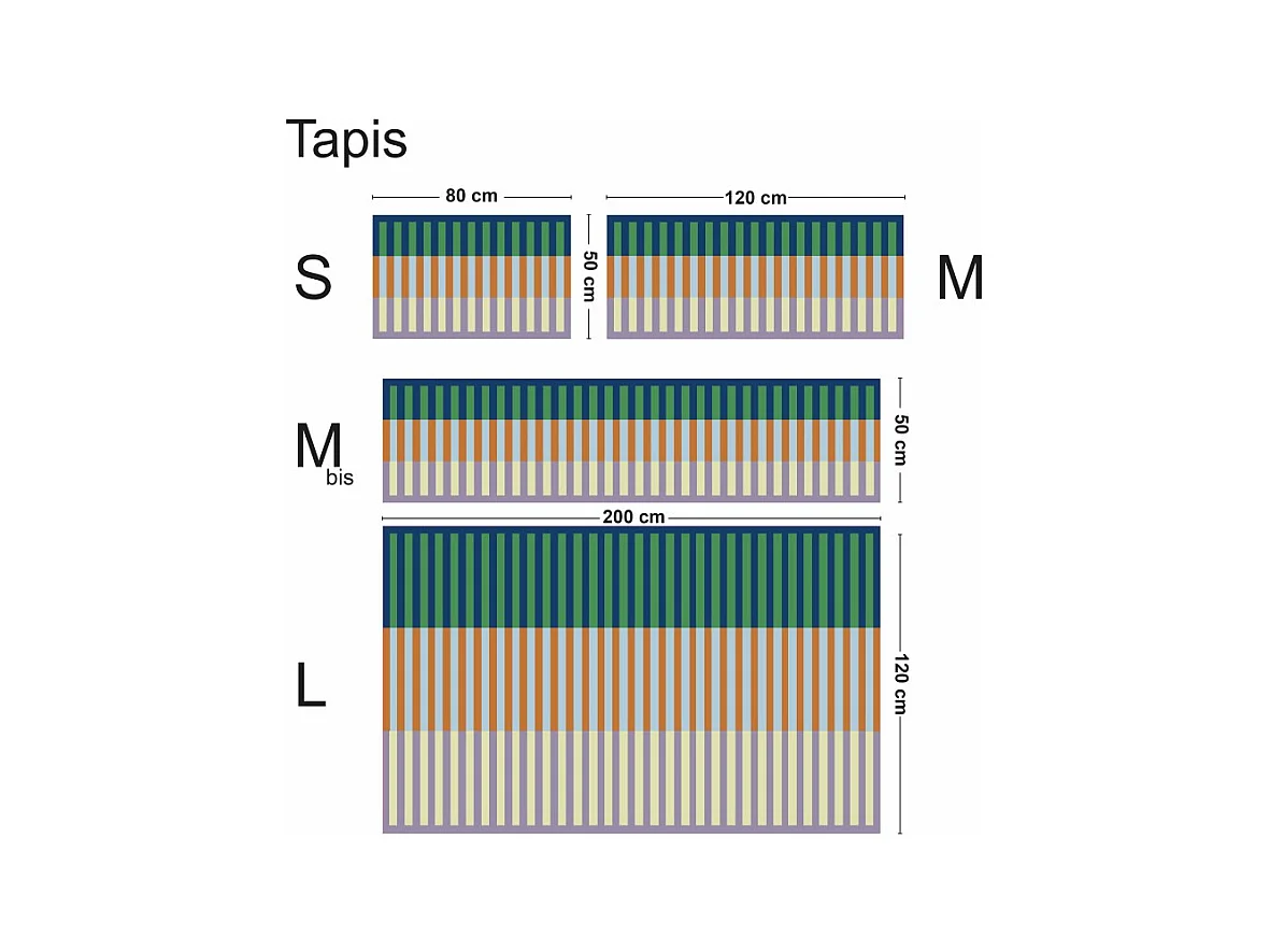 Tapis antidérapant - Rythmo - vinyle - int./ext. - Bleu - 120x200cm