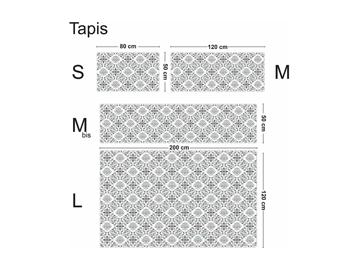 Tapis antidérapant - Agathe - vinyle - int./ext. - Multicolore - 50x120cm