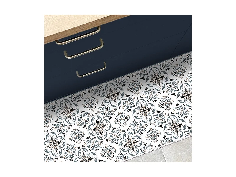 Tapis antidérapant - Agathe - vinyle - int./ext. - Multicolore - 50x120cm
