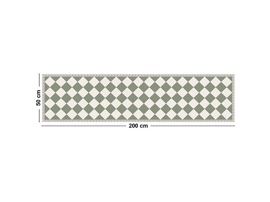 Tapis antidérapant - Rétro - vinyle - int./ext. - Vert - 50x200cm