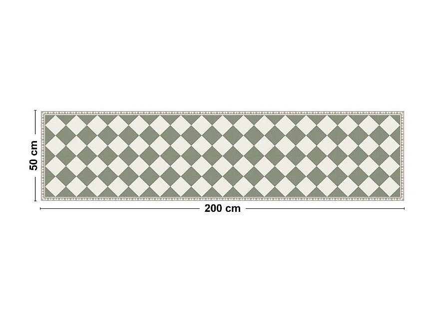 Tapis antidérapant - Rétro - vinyle - int./ext. - Vert - 50x200cm