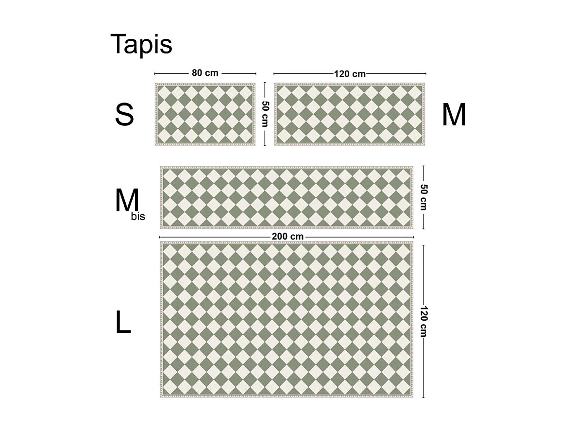 Tapis antidérapant - Rétro - vinyle - int./ext. - Vert - 50x200cm