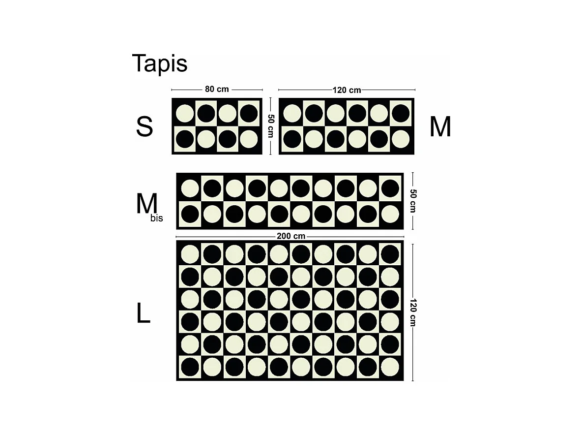 Tapis antidérapant - Pop - vinyle - int./ext. - Noir - 120x200cm