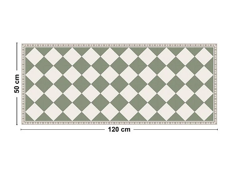 Tapis antidérapant - Rétro - vinyle - int./ext. - Vert - 50x120cm