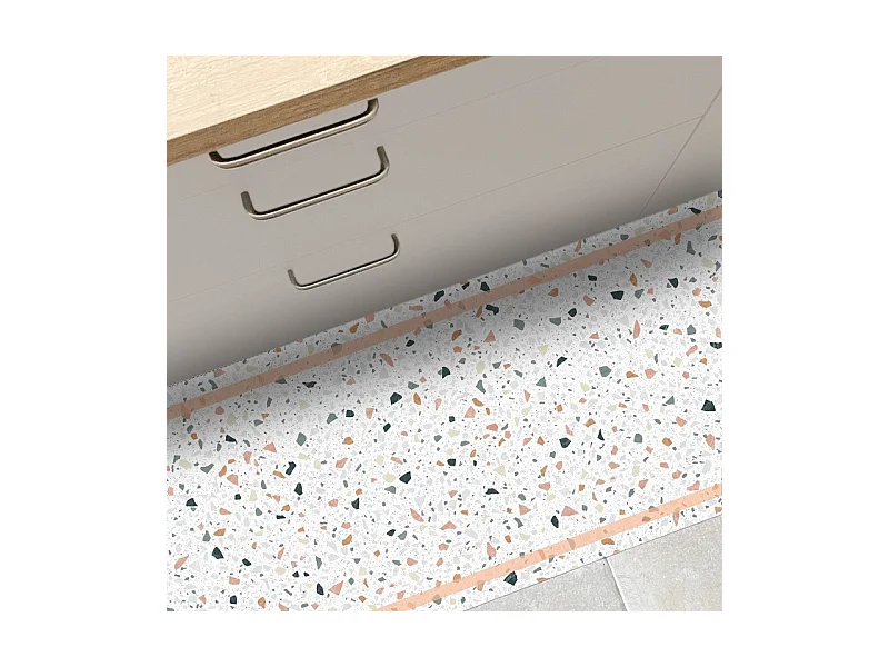 Tapis antidérapant - Terrazzo - vinyle - int./ext. - Multicolore - 50x200cm