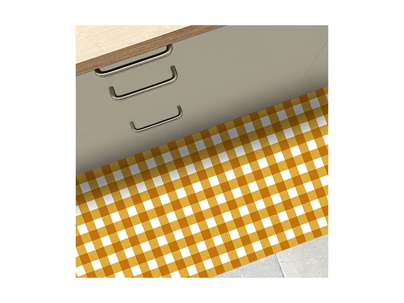 Tapis antidérapant - Vichy - vinyle - int./ext. - Orange - 50x200cm