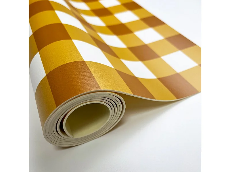 Tapis antidérapant - Vichy - vinyle - int./ext. - Orange - 50x200cm