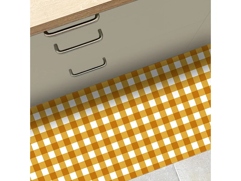 Tapis antidérapant - Vichy - vinyle - int./ext. - Orange - 50x200cm