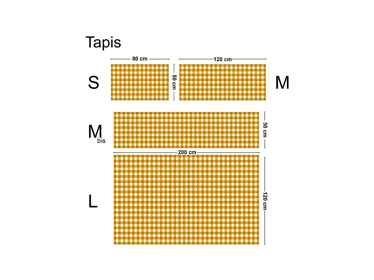Tapis antidérapant - Vichy - vinyle - int./ext. - Orange - 120x200cm