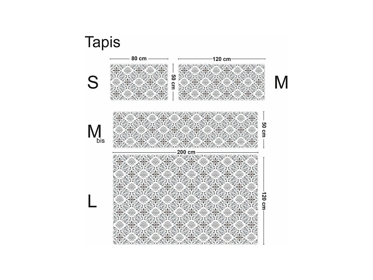 Tapis antidérapant - Agathe - vinyle - int./ext. - Multicolore - 120x200cm