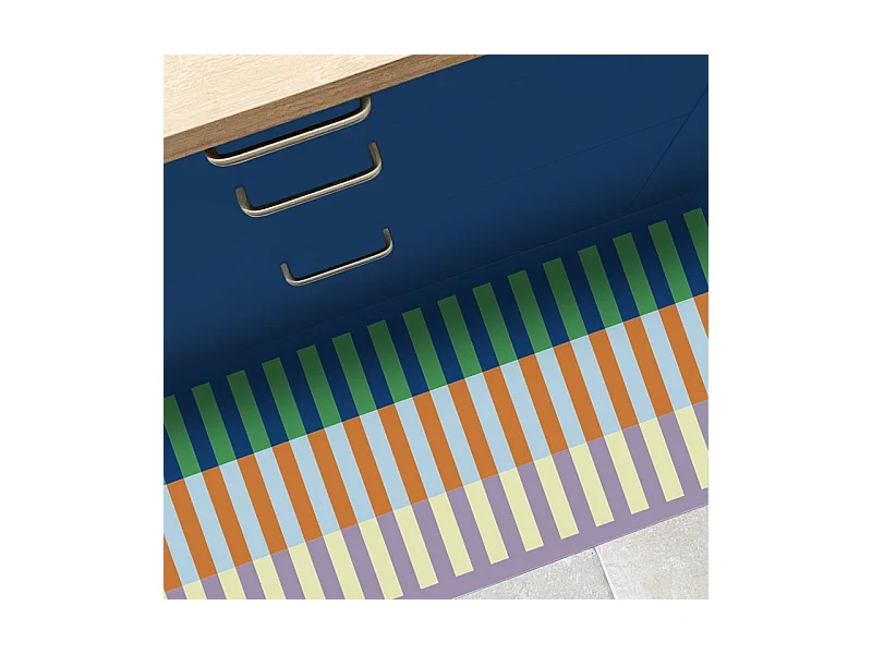 Tapis antidérapant - Rythmo - vinyle - int./ext. - Bleu - 50x120cm