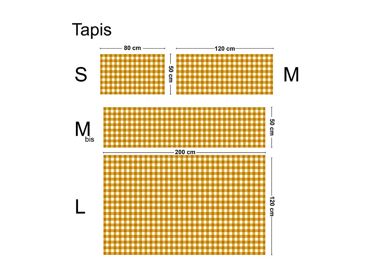Tapis antidérapant - Vichy - vinyle - int./ext. - Orange - 50x120cm