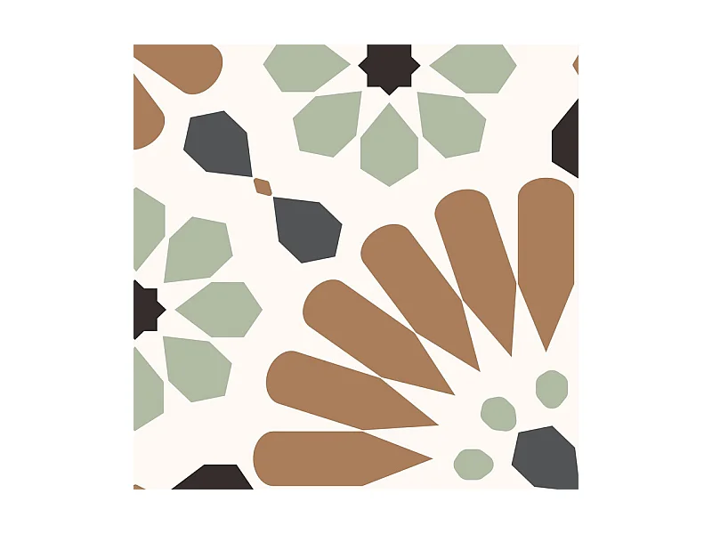 Crédence cuisine adhésive en aluminium effet carreaux de ciment marron et vert 240x45 cm (en 2 bandeaux)