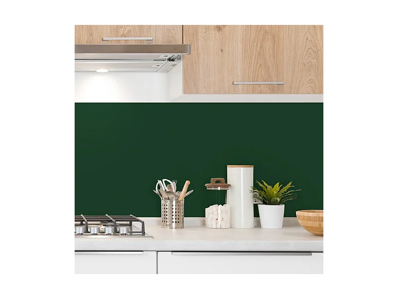 Crédence cuisine adhésive en aluminium vert foncé 240x45 cm (en 2 bandeaux)