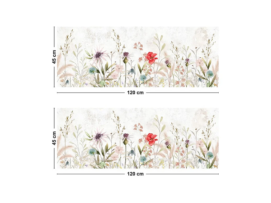 Crédence cuisine adhésive en aluminium motif floral marron 240x45 cm (en 2 bandeaux)